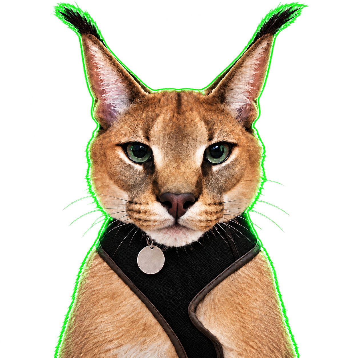 Hecker, the neon-edged hacker cat, floating over the desktop with no background